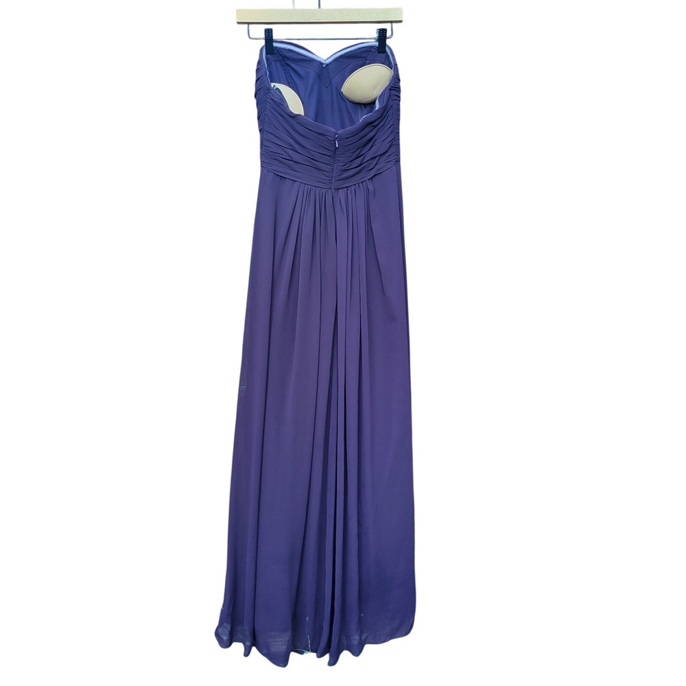 Bill Levkoff Maxi Dress Womens 6 Purple Excellent Chiffon Strapless Sweetheart - Picture 5 of 11